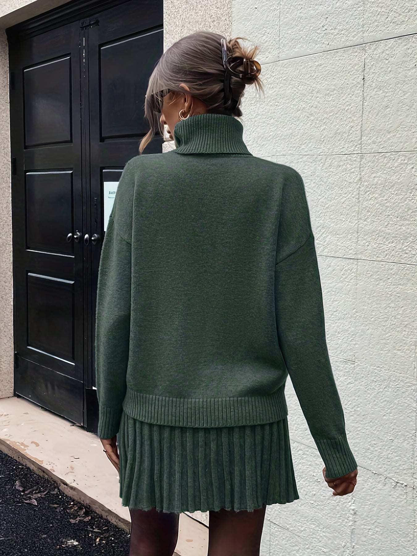 Wiesława™ | Dzianinowy Komplet z Golfem i Spódnicą Midi